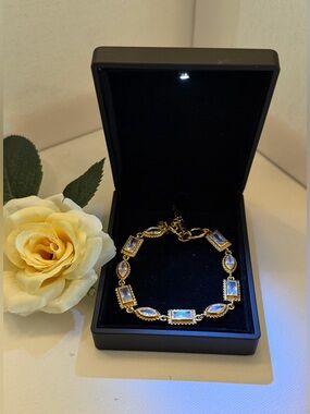 Julie Vos Baguette CZ Tennis Bracelet 24k Gold Plated  Luxurious Gift Box Free